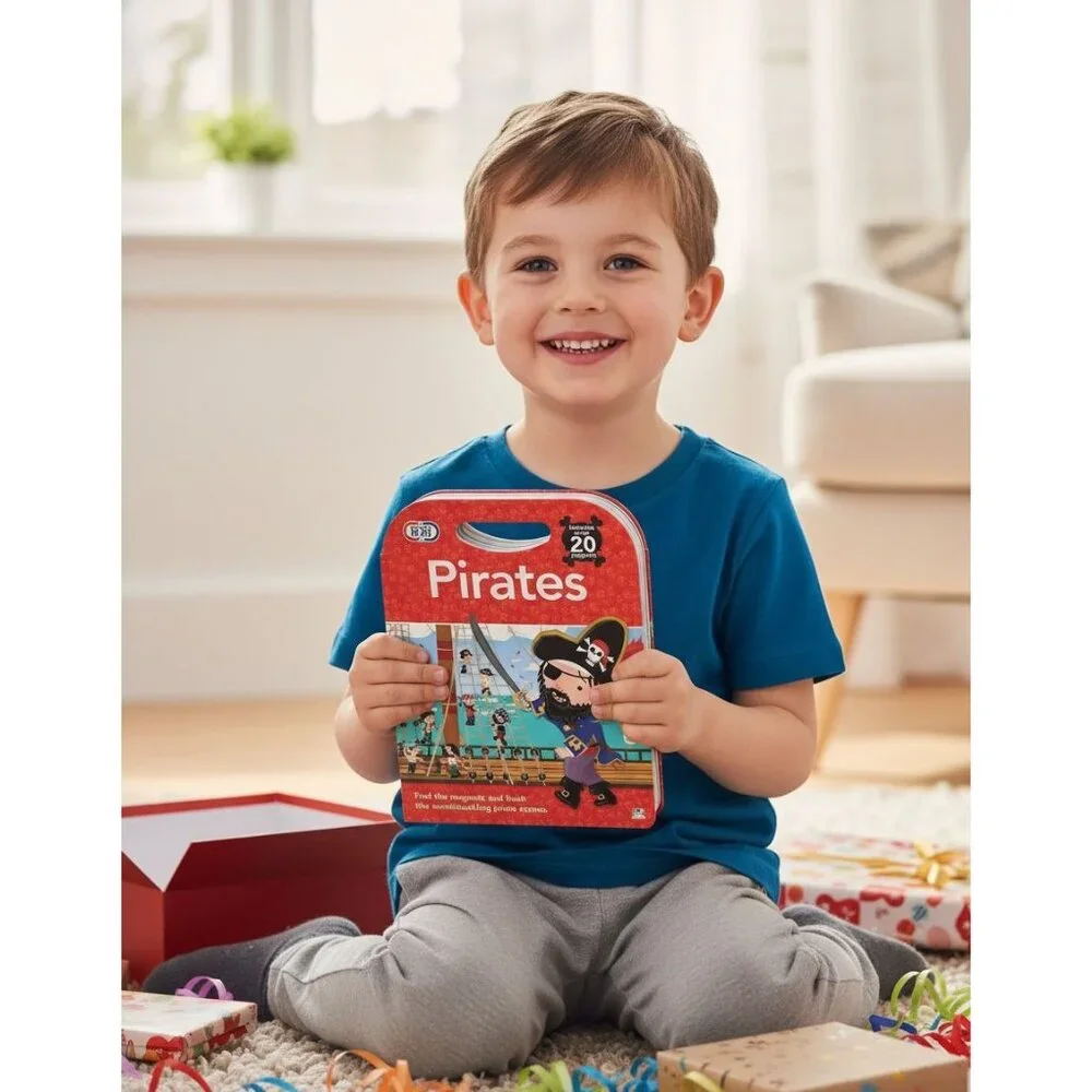 Pirate Magnetic Book Playset Hardcover Interactive 20 Magnets Reading Education